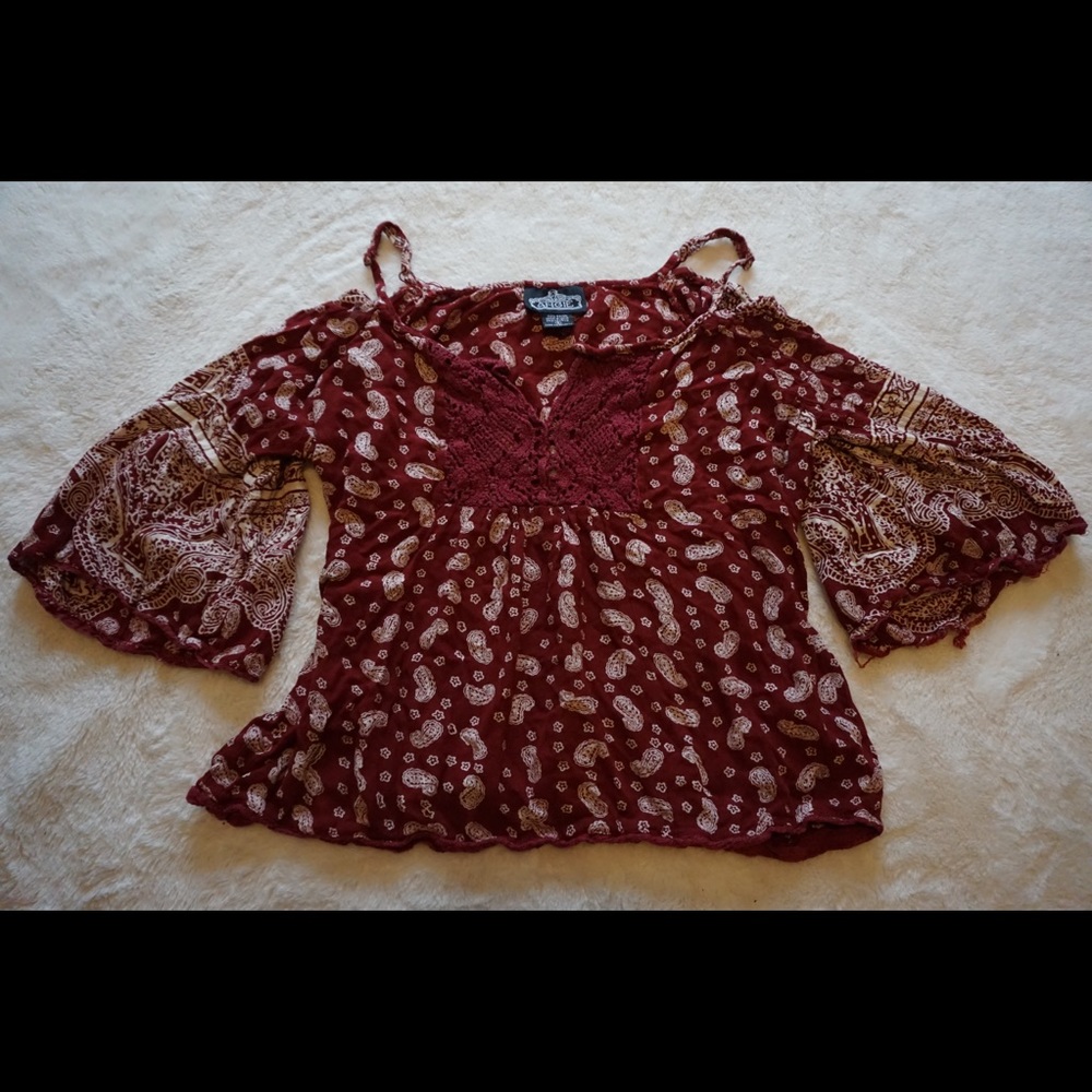 Boho Angies Crochet Front Blouse